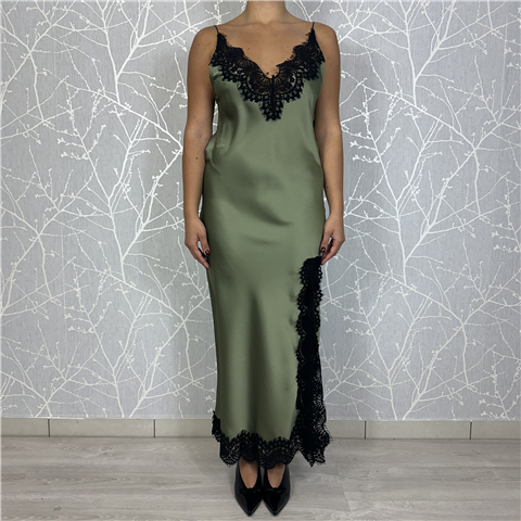 Abito Sottoveste Con Bordi In Pizzo E Spacco Laterale Art. 37551 Abito Sottoveste Con Bordi In Pizzo E Spacco Laterale Art. 37551