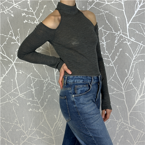 Lupetto Cutout Sulla Spalla Art. Sdb06008, Taglia: L, Colore: GRIGIO