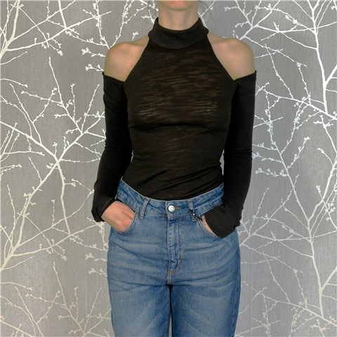 Lupetto Cutout Sulla Spalla Art. Sdb06008, Taglia: XS, Colore: MORO