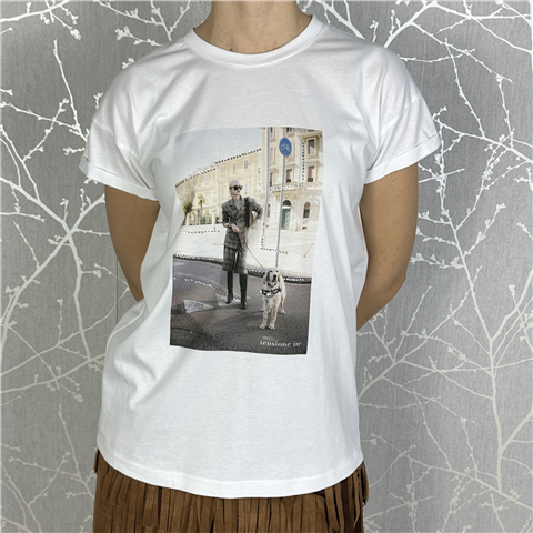 T-shirt M/c Con Stampa E Strass Art. 26m1350