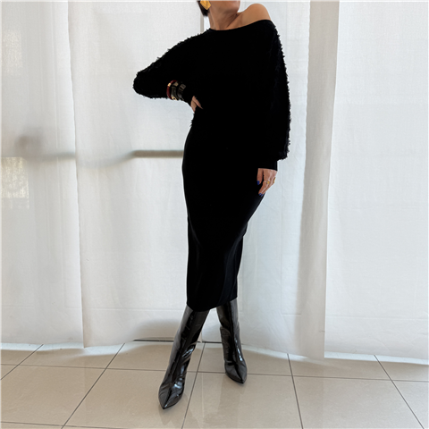 Abito Longuette In Maglia Con Frange Art. 252ap3201 Abito Longuette In Maglia Con Frange Art. 252ap3201