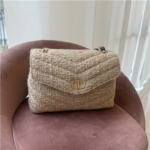 Tracolla In Tweed, Taglia: U, Colore: NATURAL BEIGE