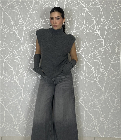 Gilet Lupetto In Filo Con Manicotti Art. 252pa9371, Taglia: U, Colore: ANTRACITE