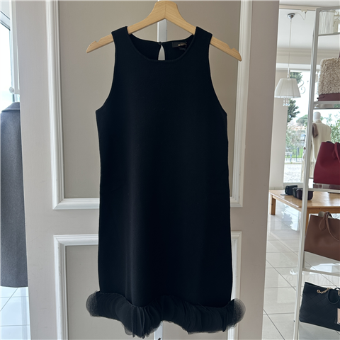 Abito Corto In Maglia Con Organza Removibile Sul Fondo Art. 252ap3012, Taglia: L, Colore: NERO