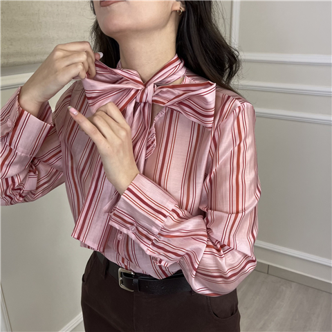 Camicia Con Fiocco Art. Cjkq047, Taglia: M, Colore: ROSA