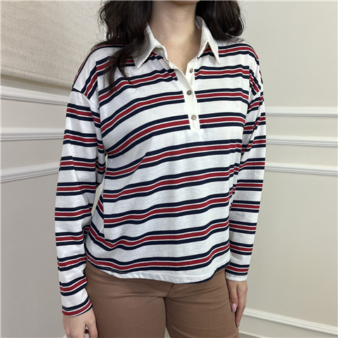 Polo Over Riga Art. Mjsq048, Taglia: U, Colore: BLU