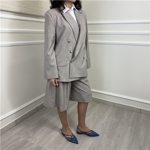 Giacca Over Doppiopetto Con Finta Camicia Sotto Art. Jmaq042, Taglia: U, Colore: BEIGE