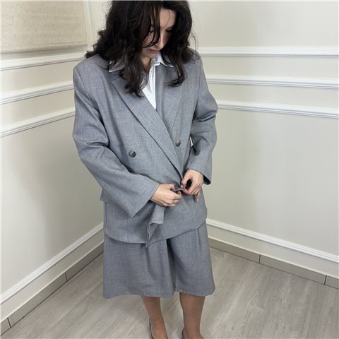 Giacca Over Doppiopetto Con Finta Camicia Sotto Art. Jmaq042, Taglia: U, Colore: GRIGIO