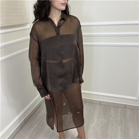 Camicia In Organza Art.b6511n, Taglia: U, Colore: CIOCCOLATO
