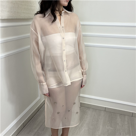 Camicia In Organza Art.b6511n, Taglia: U, Colore: NUDE