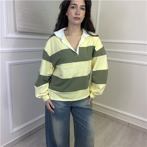 Polo A Righe ''stay United'' Art. Mvsq036, Taglia: S, Colore: SALVIA/GIALLO