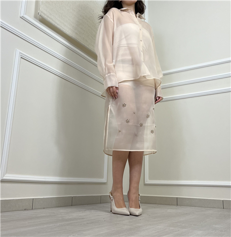 Longuette Spacchi Con Coulotte E Applicazioni Gioiello Art. St201n, Taglia: 42, Colore: NUDE