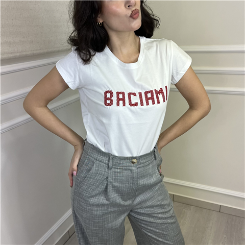 T-shirt Con Ricamo Art. Rab0166, Taglia: U, Colore: BIANCO