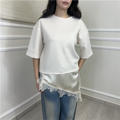 T-shirt Con Raso Sotto Art. Tjkq027, Taglia: U, Colore: BURRO