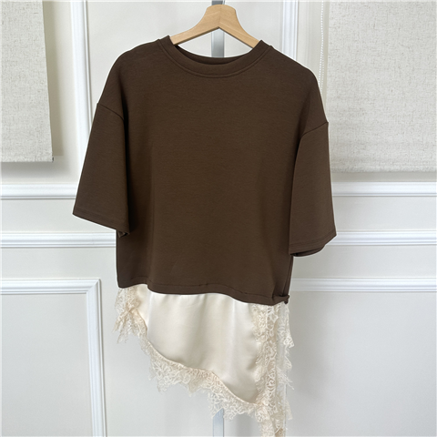 T-shirt Con Raso Sotto Art. Tjkq027, Taglia: U, Colore: CIOCCOLATO