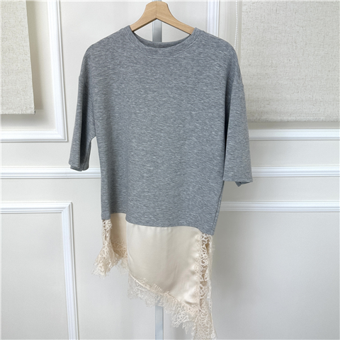 T-shirt Con Raso Sotto Art. Tjkq027, Taglia: U, Colore: GRIGIO MELANGE