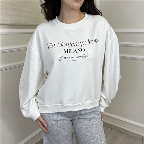 Felpa Con Stampa Art. Rab0130, Taglia: U, Colore: BIANCO