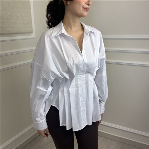 Camicia Senza Bottoni Con Pieghe Art. Cvsq037, Taglia: L, Colore: LATTE