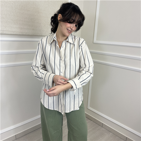 Camicia Ampia Righe E Strass Art. Cvsq056