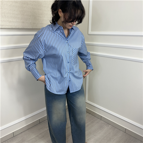 Camicia Rigata Con Tasca Art. Cgeq040