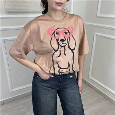 T-shirt Over Con Stampa E Ricamo Art. 261aq2010