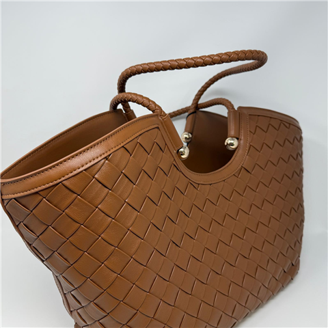 Shopper Effetto Intrecciato Con Doppio Manico Art. 261tb7300, Taglia: U, Colore: CUOIO