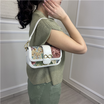 Borsa A Mano Con Dettagli In Tessuto Jacquard E Tracolla Removibile Art. 261tb7320 Borsa A Mano Con Dettagli In Tessuto Jacquard E Tracolla Removibile Art. 261tb7320