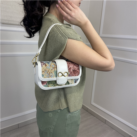 Borsa A Mano Con Dettagli In Tessuto Jacquard E Tracolla Removibile Art. 261tb7320