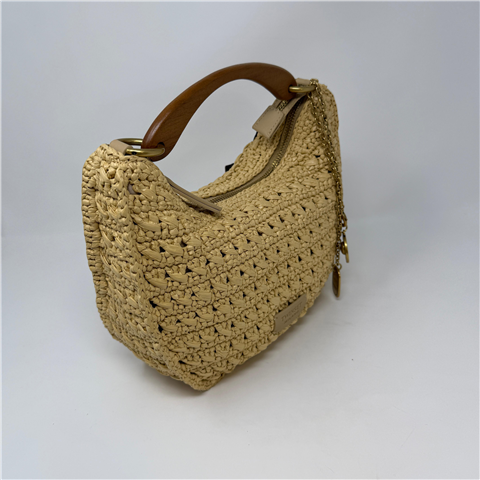 Borsa ‘croissant’ In Rafia Con Charms E Tracolla Art. 261tb7381