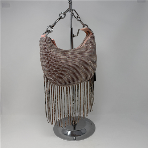 Hobo Piccola In Strass Con Frange Art. 261tb7360, Taglia: U, Colore: PEACH/PINK