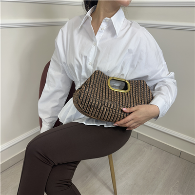 Maxi Clutch Effetto Paglia Con Manico Incassato E Tracolla Removibile Art. 261tb7500