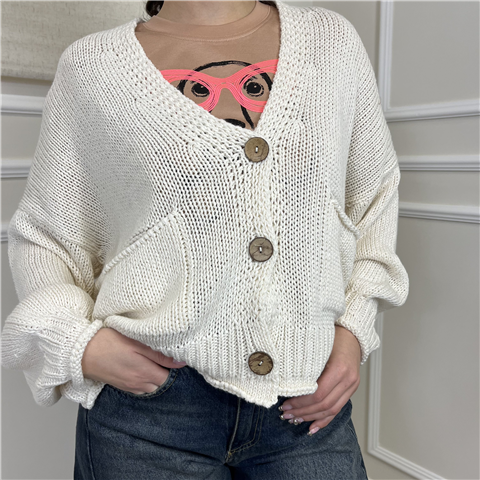 Cardigan Con Bottoni E Tasche Art. Jitq007, Taglia: U, Colore: CALCE