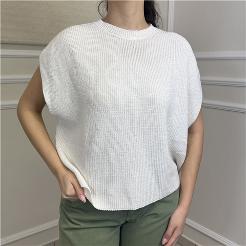 Gilet Girocollo In Filo Art. Lfpq009, Taglia: U, Colore: LATTE