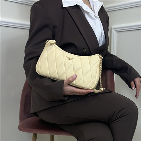 Tracolla Media Con Zip E Catena Art. 261tb7284, Taglia: U, Colore: GIALLO PASTELLO