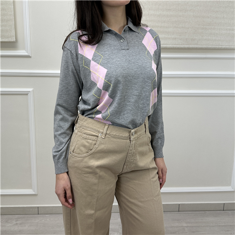 Polo Rombi Art. 4ab4010, Taglia: U, Colore: GRIGIO MELANGE