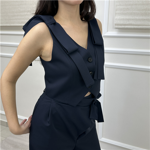 Gilet Crop Con Fiocchi Art. Tab0221, Taglia: M, Colore: BLU