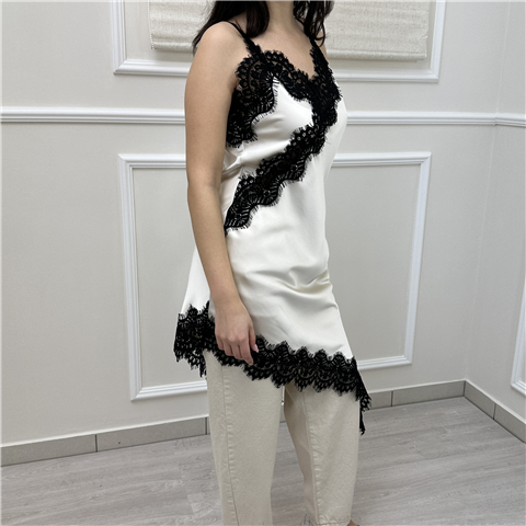 Abito Asimmetrico In Raso E Pizzo Art. Avsp037, Taglia: S, Colore: BURRO