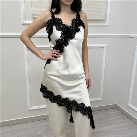 Abito Asimmetrico In Raso E Pizzo Art. Avsp037