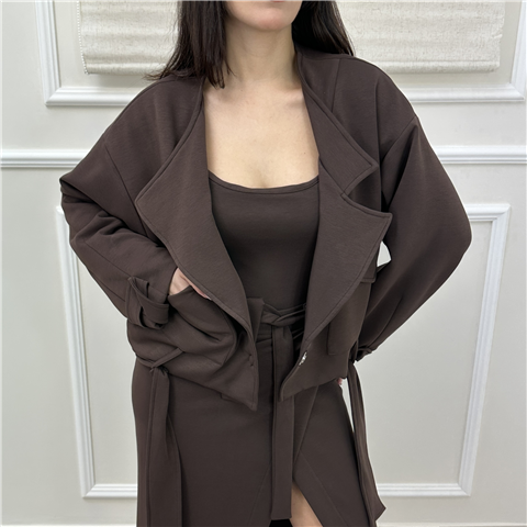 Bomber Collo Ampio Con Tasche E Cintura In Vita Art. Kmaq026