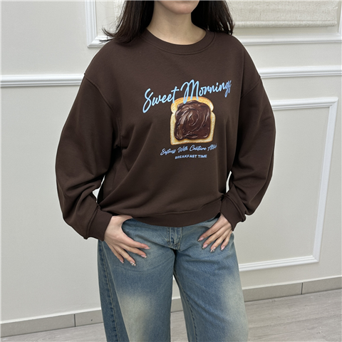 Felpa Con Stampa Art. Rab0265, Taglia: U, Colore: MORO