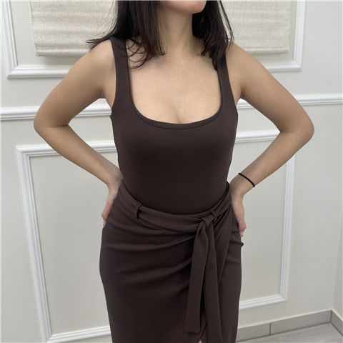 Gonna Lunga A Portafoglio Con Cintura In Vita Art. Gmaq036 Gonna Lunga A Portafoglio Con Cintura In Vita Art. Gmaq036, Taglia: M, Colore: MORO