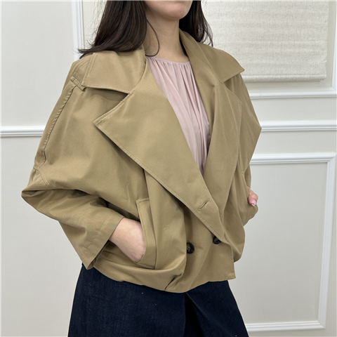 Trench Corto Con Elastico Sul Retro Art. Kvsq018, Taglia: M, Colore: BEIGE