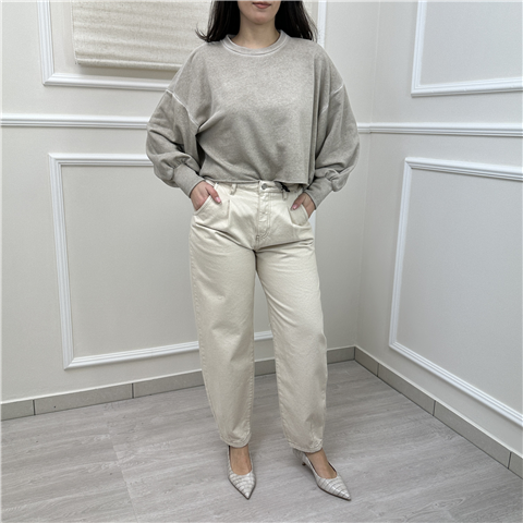 Pantalone Baloon Con Pinces Mod. Freddie Art. Pfaq087, Taglia: L, Colore: NATURAL