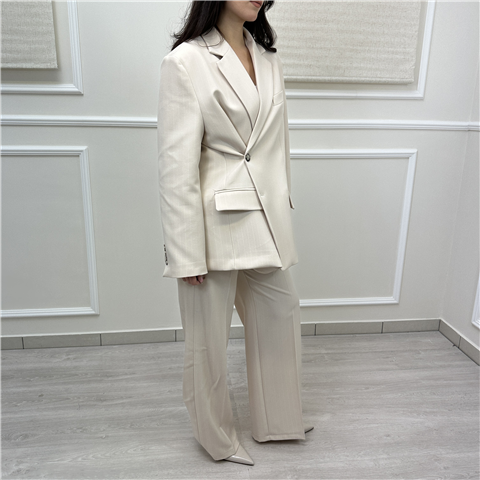 Pantalone Gessato Art. Tab0772, Taglia: M, Colore: PANNA