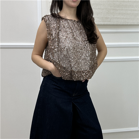 Blusa In Rete Con Paillettes Art. Co5017n