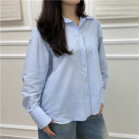 Camicia Righe Art. B6511n, Taglia: U, Colore: OXFORD