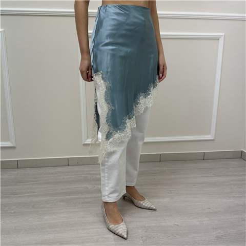 Minigonna Asimmetrica Art. Mu4004n, Taglia: 40, Colore: AZZURRO POLVERE
