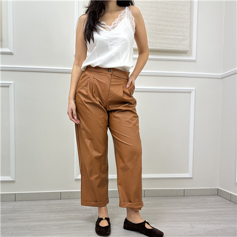 Pantalone Ecopelle Con Pince E Risvolto Art. Co5019n, Taglia: 46, Colore: MOU