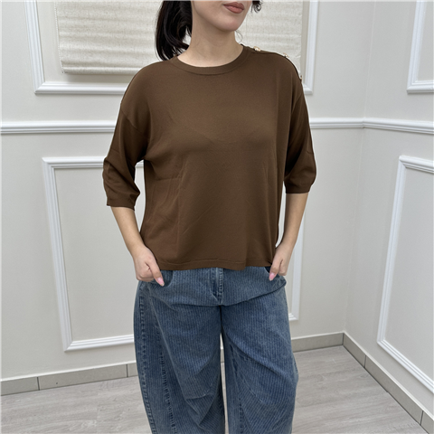 Maglia Con Bottoni Oro Art. Al12644, Taglia: U, Colore: MORO