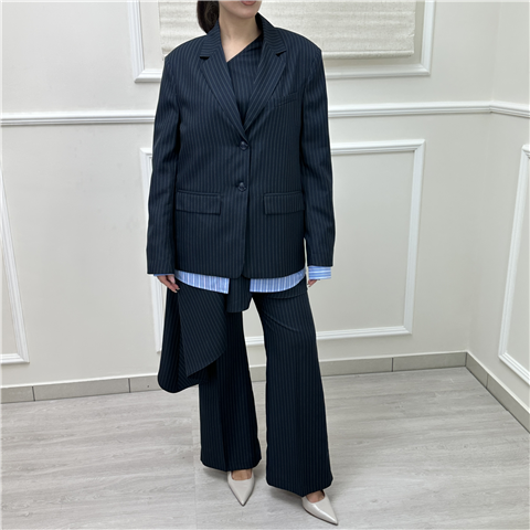 Giacca Gessata Con Inserto Finta Camicia Art. J11015, Taglia: M, Colore: BLU